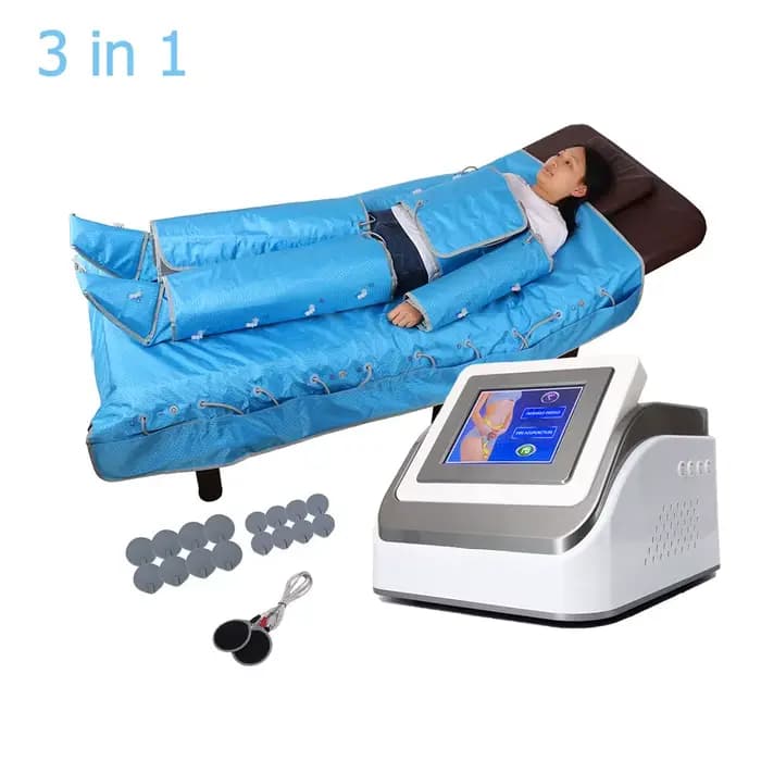 Machine portative de drainage lymphatique 3 en 1 pressothérapie de massage d'air preso d'air ems, ma