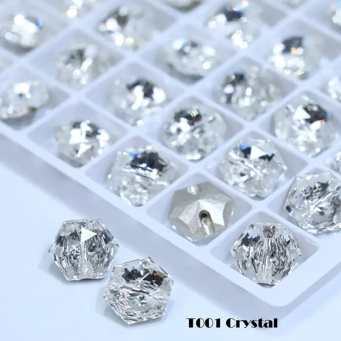 Boutons hexagonaux à trou croisé en alliage métallique pour vêtements, manteaux, vestes, chemises, a