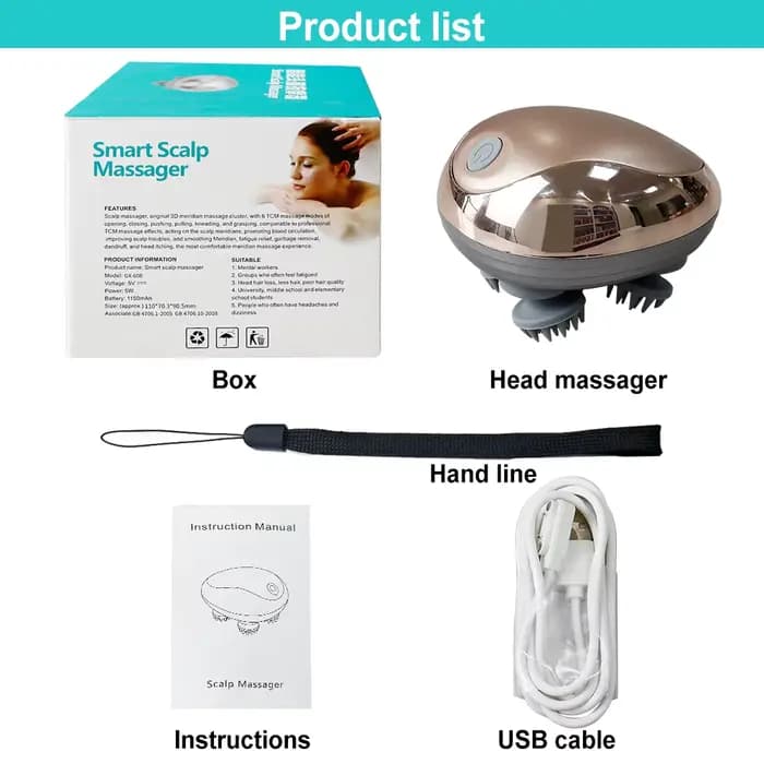 Mini Machine de Massage de tête en Silicone pour cuir chevelu, aspiration magnétique, charge d'épaul