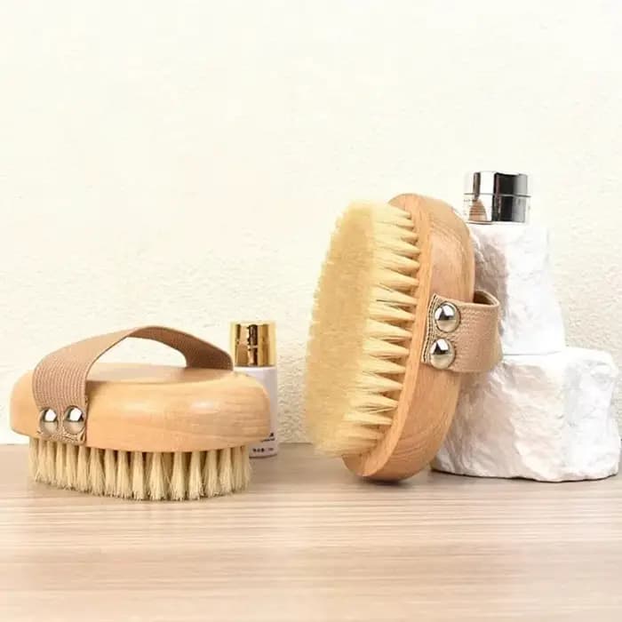 Brosse corporelle en bois pour SPA, poils de sanglier naturels, peau sèche organique, brosses de dou