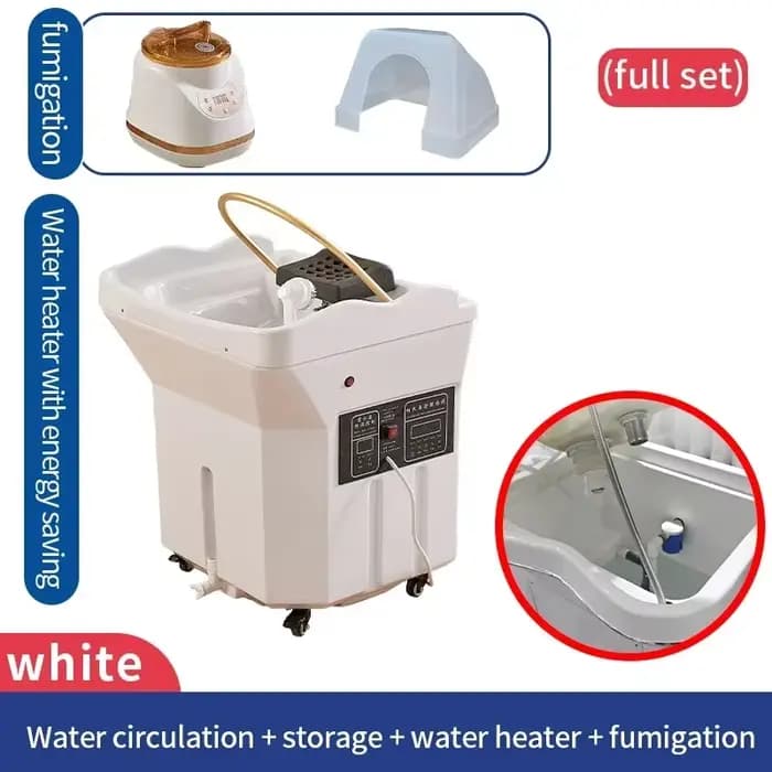 Lit de Spa tête avec réservoir d'eau, chaise de shampoing mobile, bassin de shampoing Portable noir