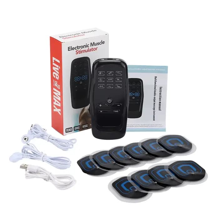 Stimulateur musculaire EMS TENS, masseur électrique pour tout le corps, 9 modes, 30 niveaux d'intens