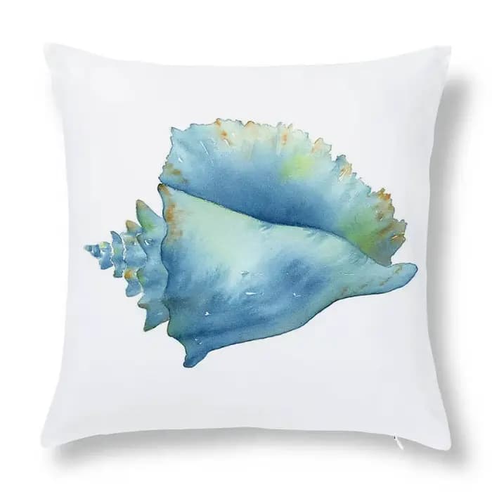 Juste de coussin à motif de conque de style marin, oreiller de siège de canapé, impression de coquil