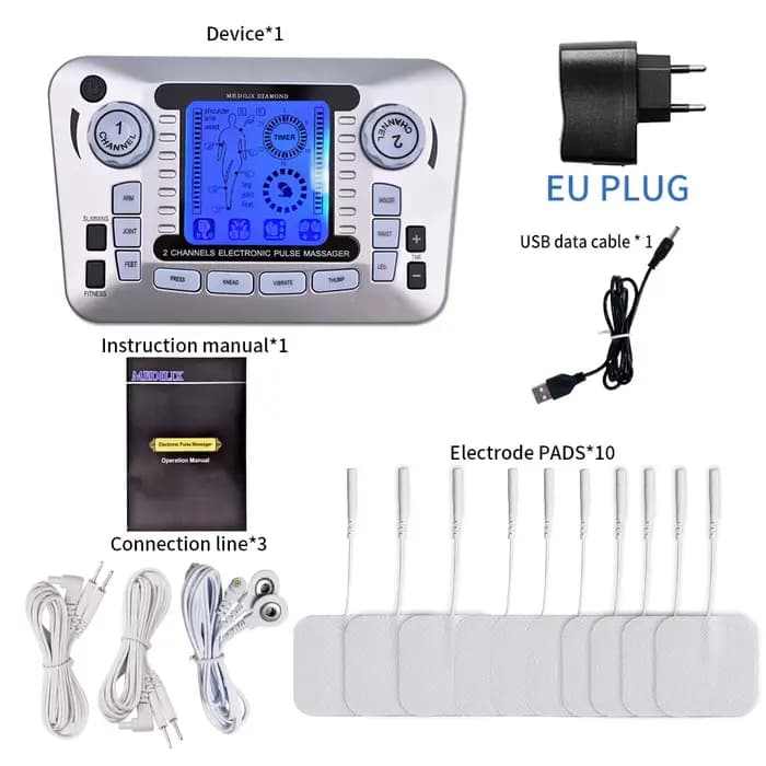 Électrostimulateur TENS EMS masseur Stimulation musculaire électrique 12 Modes dispositif de physiot