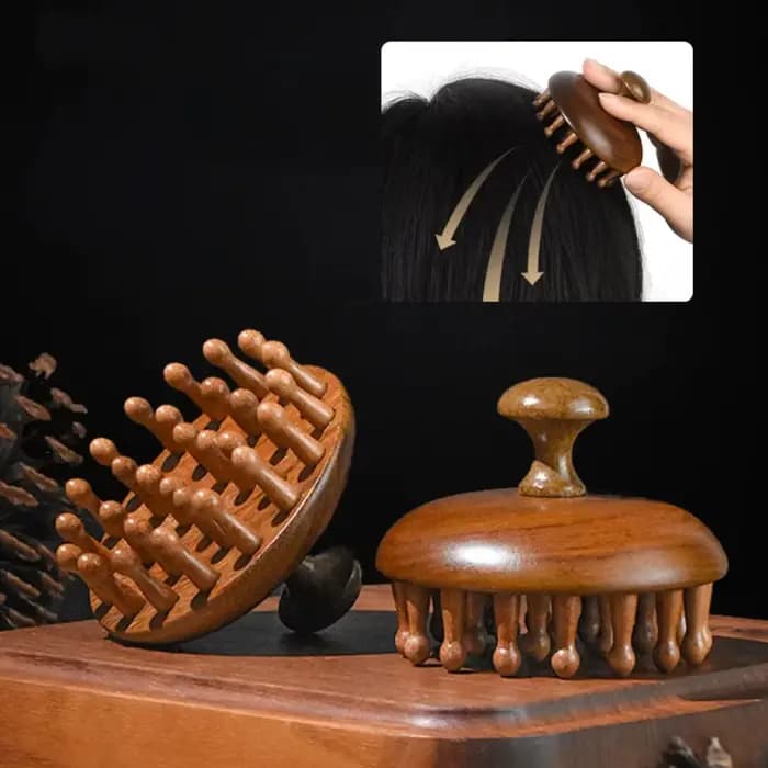Peigne de Massage en bois de santal, anneau de doigt, peigne méridien, masseur de cuir chevelu, bros