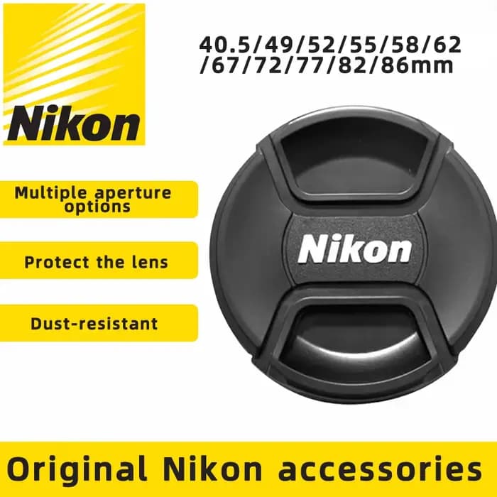 Capuchon d'objectif Nikon d'origine 40.5/49/52/55/58/62/67/72/77/82/86mm, capuchon de protection pou