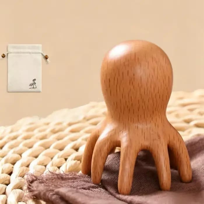 Peigne de massage en bois de santal Octopus pour le grattage des méridiens, brosse de massage du cui