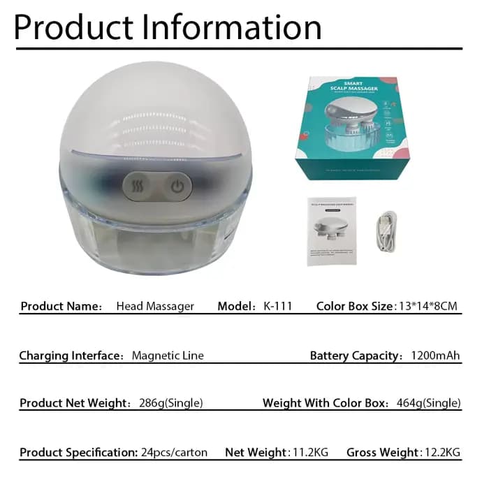 Petits masseur de cuir chevelu portables, compresse chaude, Massage à lumière rouge, étanche, soulag