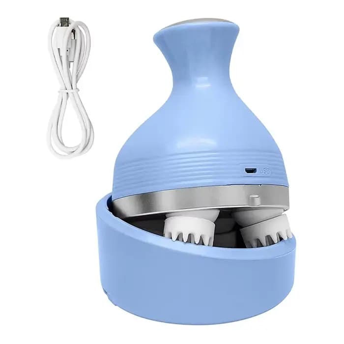 Masseur électrique sans fil pour cuir chevelu, avec pétrissage, 4 nœuds de Massage, grattoir de tête