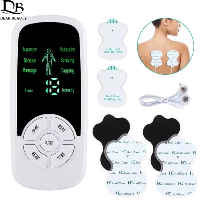 Stimulateur musculaire électrique EMS avec 8 électrodes de massage, appareil de thérapie numérique d