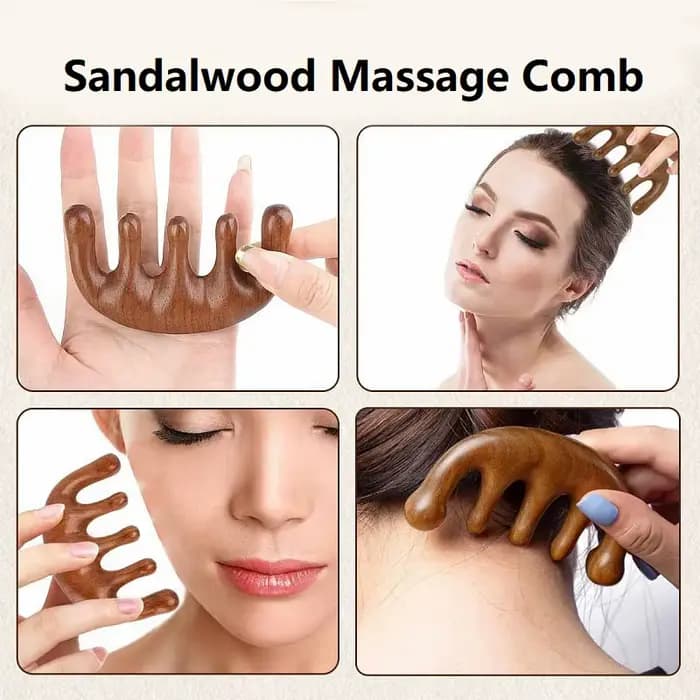 Nouveau Massage en bois masseur peigne cuir chevelu tête huile masseur cuir chevelu cheveux peigne o