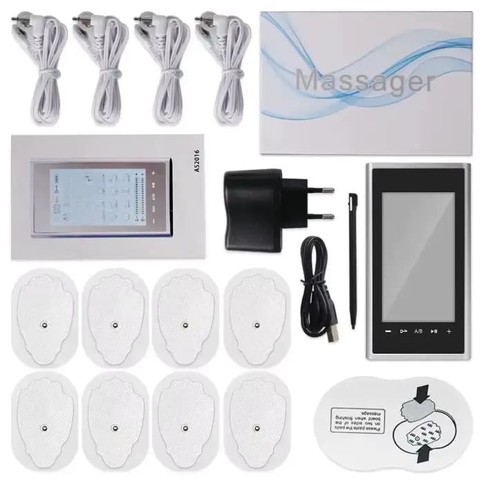 Stimulateur musculaire 24 méthodes de massage, écran LCD, massage par écran tactile. 4 canaux et 8 p