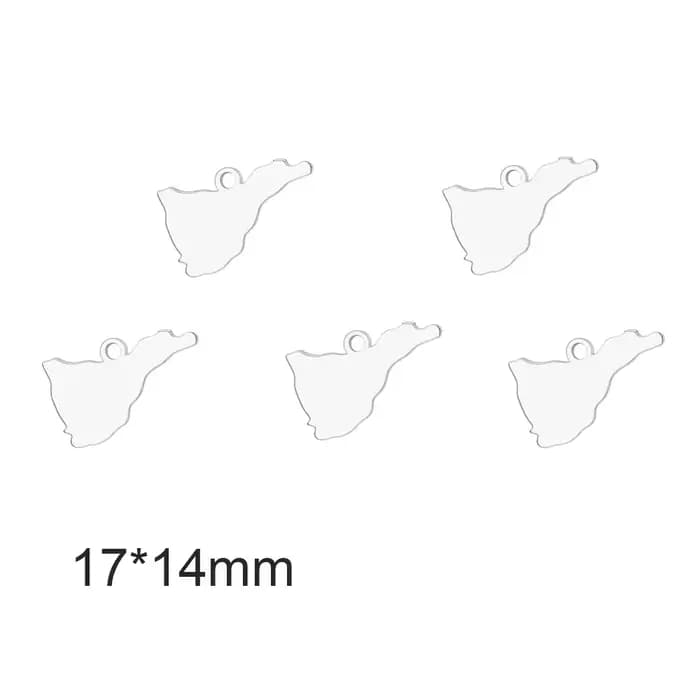 5 pendentifs solides en acier inoxydable avec carte de la Canarie (Espagne, Îles Canaries) pour la f