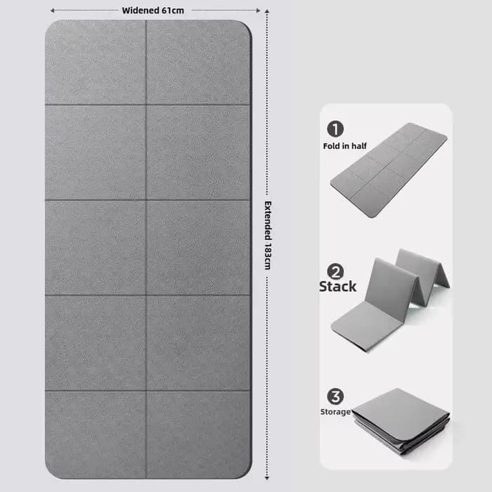 Tapis de yoga pliable en TPE écologique, double face, antidérapant, pour le voyage, la remise en for