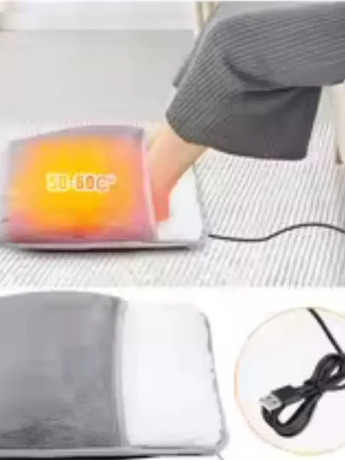 Coussin chauffant électrique pour les pieds, chargeur USB, peluche douce, lavable, chauffe-pieds, am