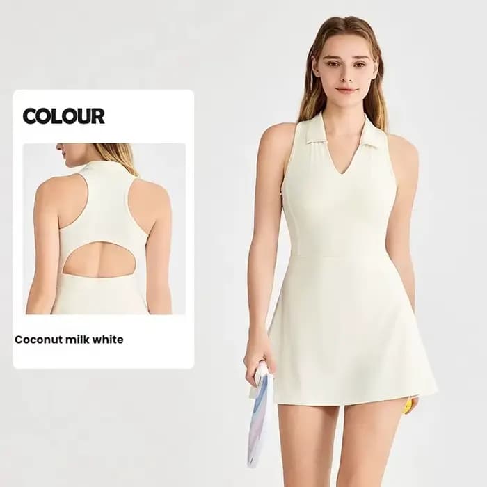 Robe de Tennis à manches pour femmes, soutien-gorge intégré, faux deux pièces, Anti-transparent, bod