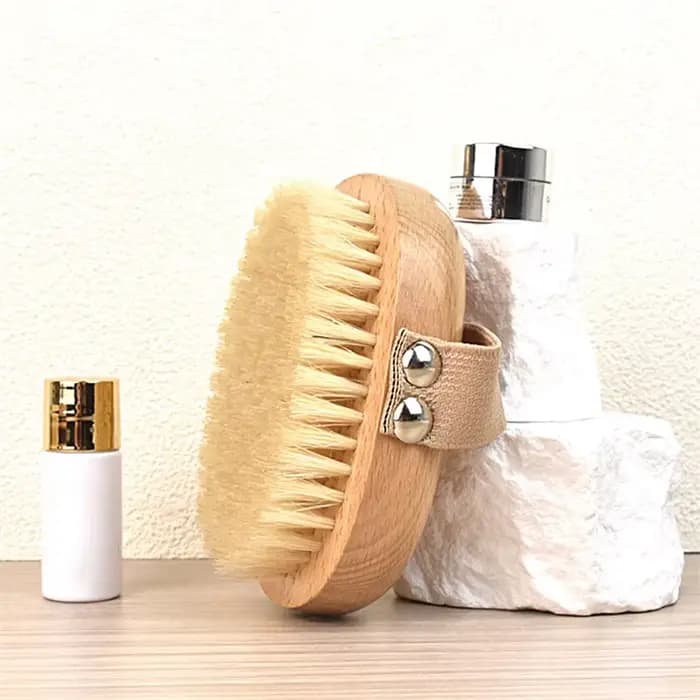 Brosse corporelle en bois pour SPA, poils de sanglier naturels, peau sèche organique, brosses de dou