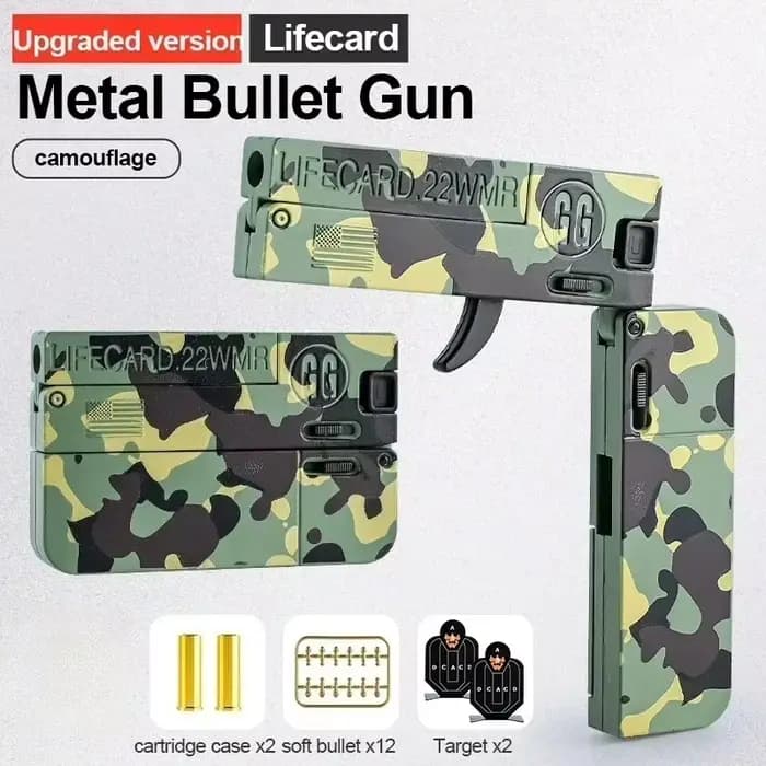 Nouveau jouet pistolet pliable en métal Lifecard amélioré pour enfants et adultes, pistolet jouet av
