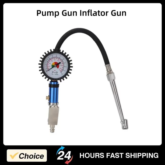 Pistolet de gonflage à pompe 12 bars, gonfleur de pneus auto-serrant avec manomètre d'air et connect