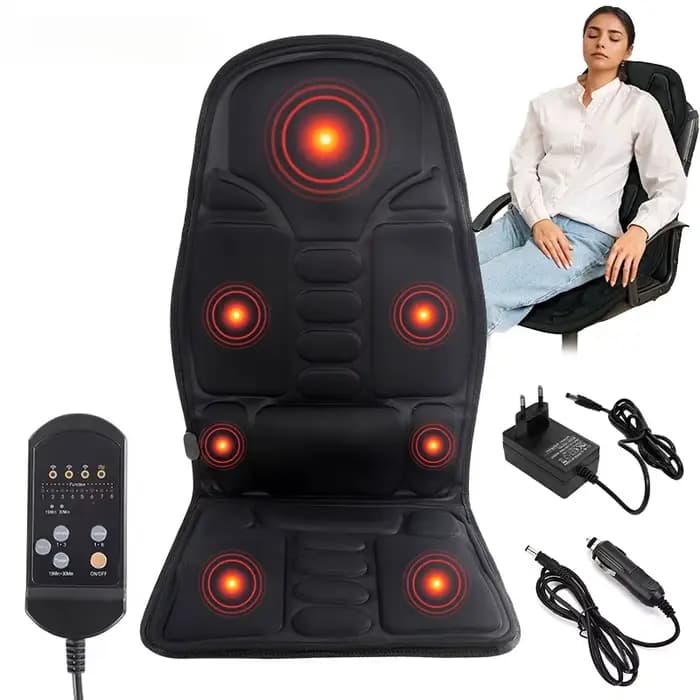 Tapis de chaise de Massage électrique pour le dos, vibrateur chauffant, coussin de chaise de Massage