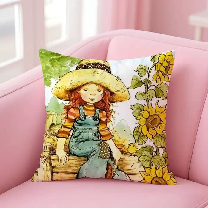Housse de coussin Sweet Anime Whimsical American Art S-Sarah Kay, taie d'oreiller en tissu doux et r