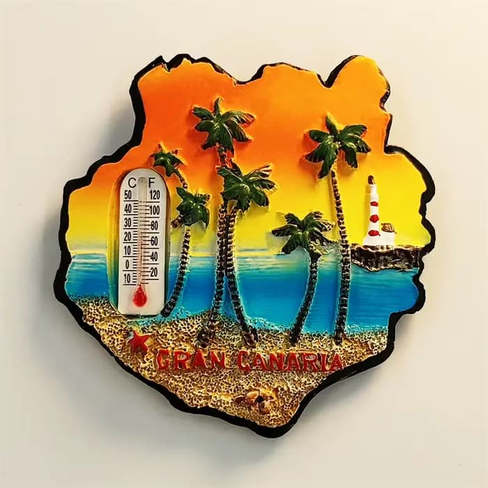 Espagne, Gran Canaria, Coucher de soleil, Stéréoscopique 3D, Souvenirs touristiques, Peinture en rés