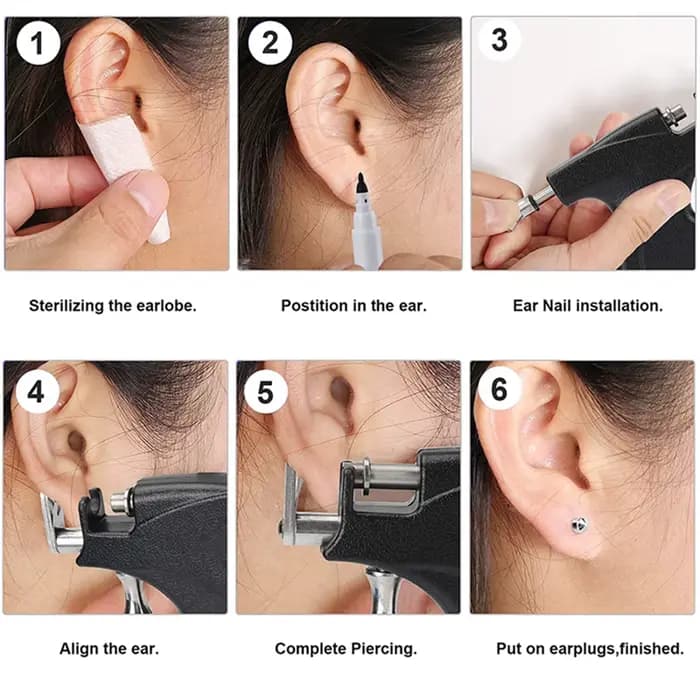 Pistolet de perçage d'oreille professionnel, Kit de perçage d'oreille réutilisable, corps, nez, lèvres, boucle d'oreille, outil de perçage pour boucle d'oreille supérieure de 4mm