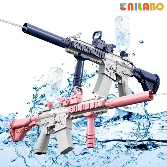 Unilabo M416 pistolet à eau électrique-alimenté par batterie avec fixation de bouteille d'eau externe-perfait pour les enfants et les adultes en plein air