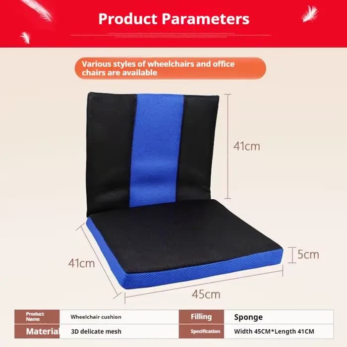 Polymères de siège de fauteuil roulant respirant, oreiller de posture de patient d'aîné, dossier de coussin, degré de glissement, universel