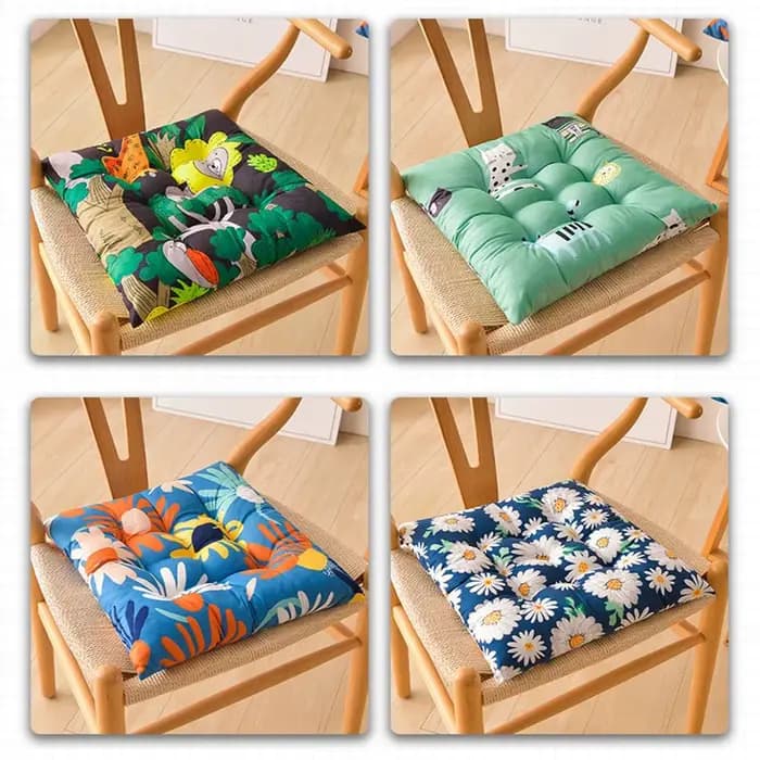 Oreiller de dossier carré en coton pour ordinateur de bureau, coussins de tabouret imprimés, coussin de chaise pour fesses, tapis de protection pour chaises