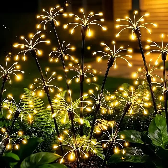 Lampes solaires féeriques en forme de fleurs, lampes solaires à effet de feu d'artifice, lumières extérieures étanches, décoration florale pour l'ambiance du jardin et du paysage