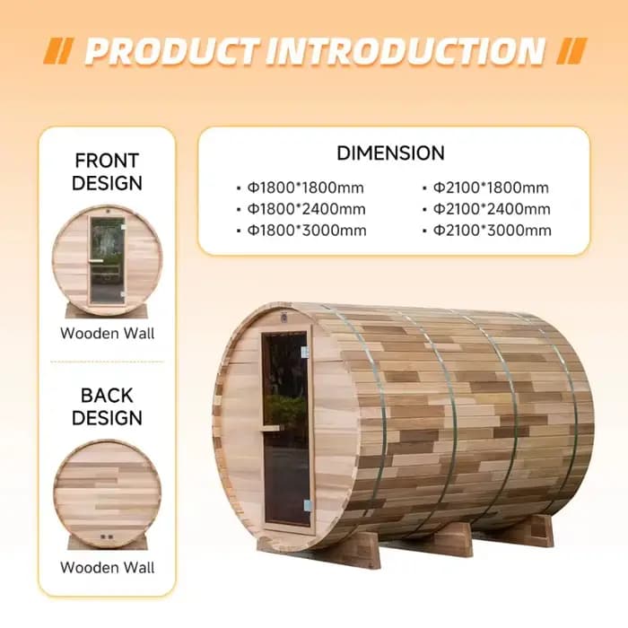 Sauna en bois chauffé à l'extérieur, design personnalisé, nouveau modèle, pour la famille, le spa et la santé