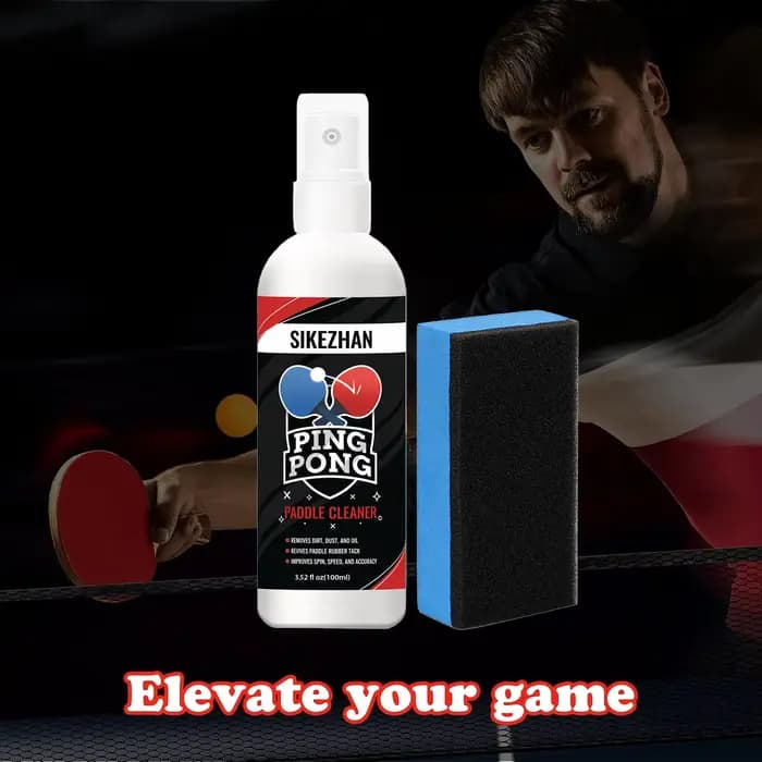 Kit de nettoyage et d'éponge pour raquette de tennis de table professionnelle - Vaporisateur pour caoutchouc de raquette de ping-pong. Élimine la poussière, l'huile et la sueur pour restaurer l'effet 