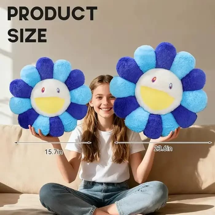Coussin en peluche à fleurs mignonnes, oreiller en peluche Floral arc-en-ciel esthétique, oreiller décoratif pour canapé, dos de bureau, cadeau de décoration