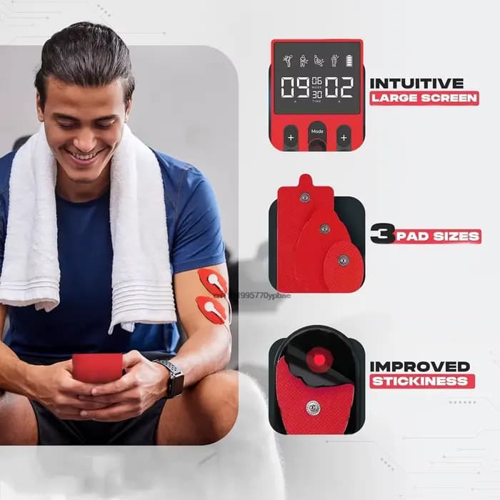 Masseur TENS EMS multifonctionnel avec 12 modes et 36 niveaux d'intensité