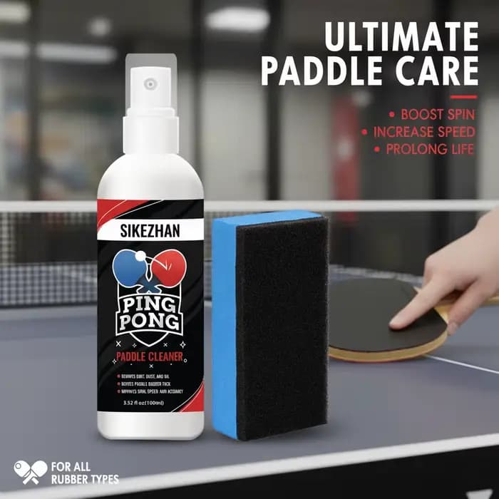 Kit de nettoyage et d'éponge pour raquette de tennis de table professionnelle - Vaporisateur pour caoutchouc de raquette de ping-pong. Élimine la poussière, l'huile et la sueur pour restaurer l'effet 