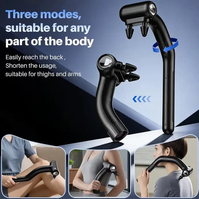 Pistolet de massage à percussion à double tête avec poignée d'extension