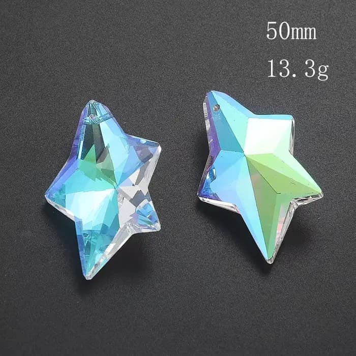 Prisme en verre à facettes laser, étoile de mer Neptune, pendentif en cristal, pentagramme, attrape-soleil arc-en-ciel, lustre Dangle, document AB, 38mm, 50mm