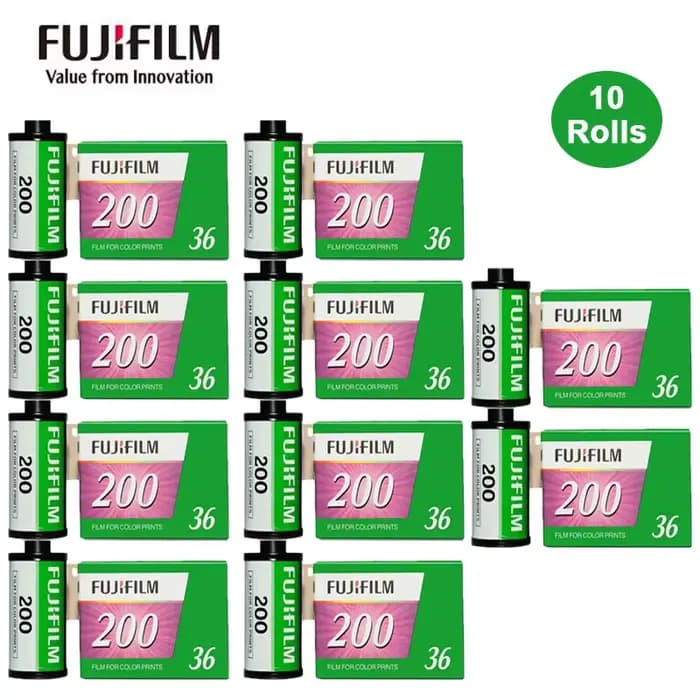 Pour appareil photo Format 135 H35/M38/M35/H35N Film 1/3/5/10 rouleaux Fujifilm Fujicolor 200 couleur 35mm Film Fujifilm 36 Exp par rouleau