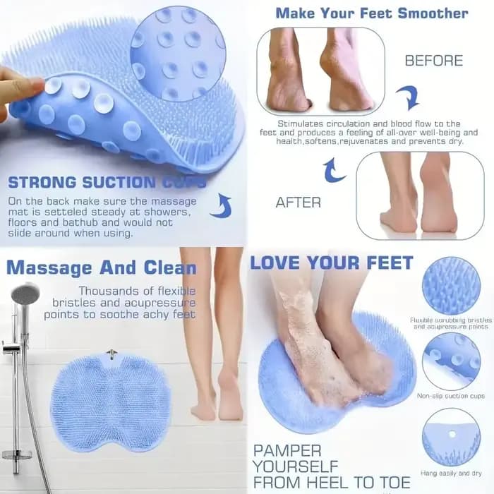 Tapis de massage en silicone pour la douche (1 pièce) | Brosse à dos antidérapante murale