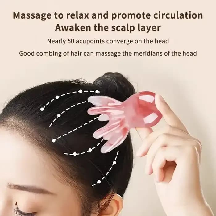2026 - Brosse de massage en résine en forme de pieuvre pour le cuir chevelu