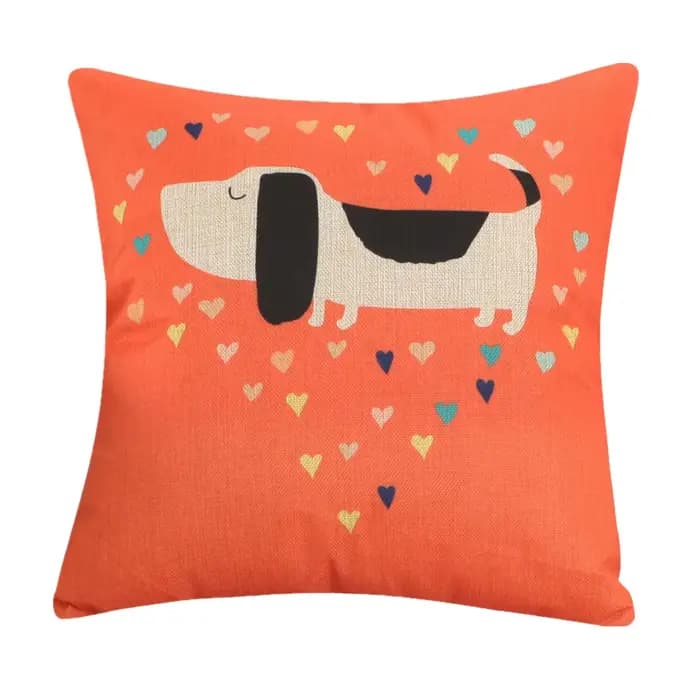 Housse de coussin imprimée chien Animal de dessin animé 45x45cm, pour siège de voiture, maison, salon, canapé, oreiller décoratif pour enfants