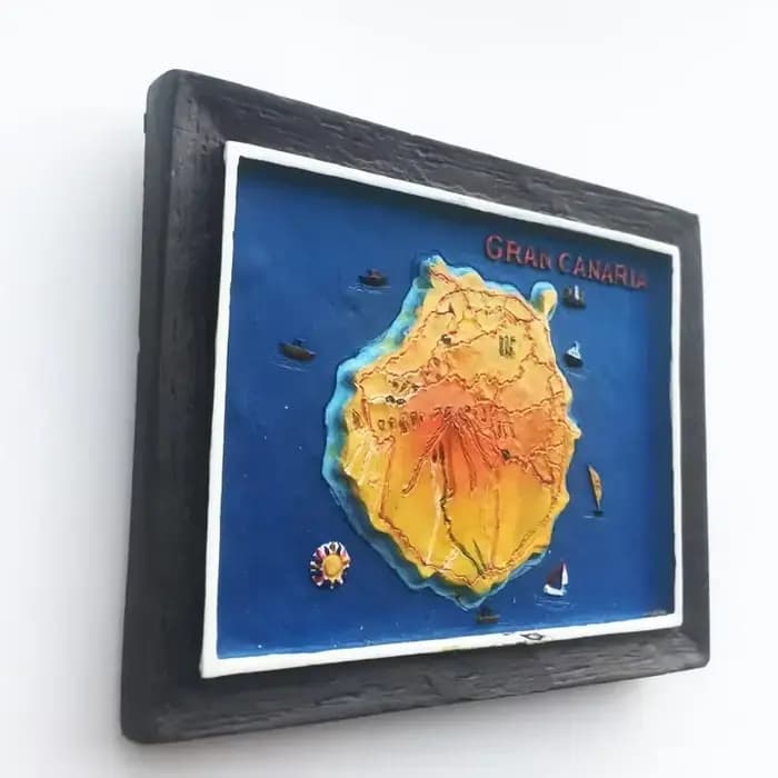 Aimants de réfrigérateur espagnols avec cadre 3D, carte des îles Canaries, grande diffusion, souvenir touristique, artisanat, autocollants magnétiques