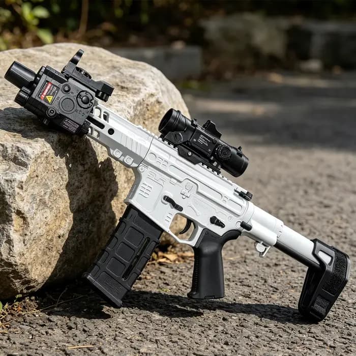Pistolet à billes de gel électrique SLR en nylon, lanceur automatique de billes, adapté aux jeux de tir en plein air [sans munitions]