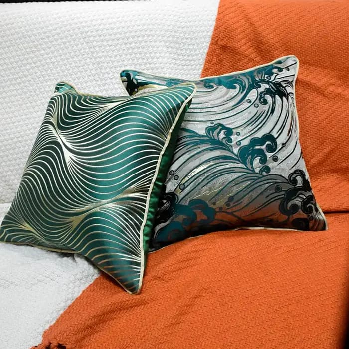 Housse de coussin jacquard bleu-vert haute précision, moderne et luxueuse, pour canapé, décoration de salon, 50x50cm, 40x60cm, pour la maison