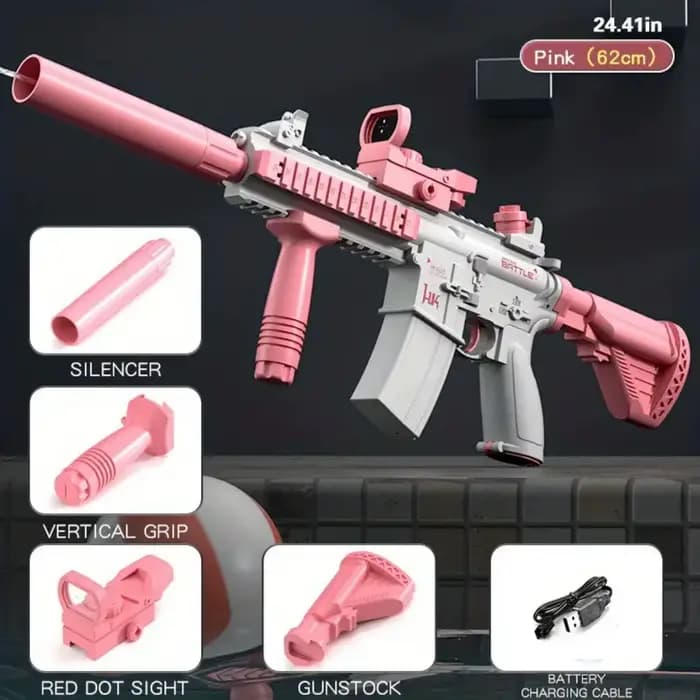 Unilabo M416 pistolet à eau électrique-alimenté par batterie avec fixation de bouteille d'eau externe-perfait pour les enfants et les adultes en plein air