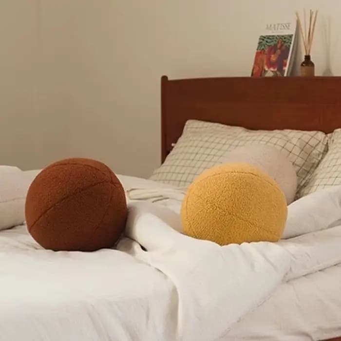 Coussin sphérique de Style nordique, 1 pièce, coussin en velours doux, couleur unie, peluche, coussin de canapé, coussin de chaise pour la décoration de la maison