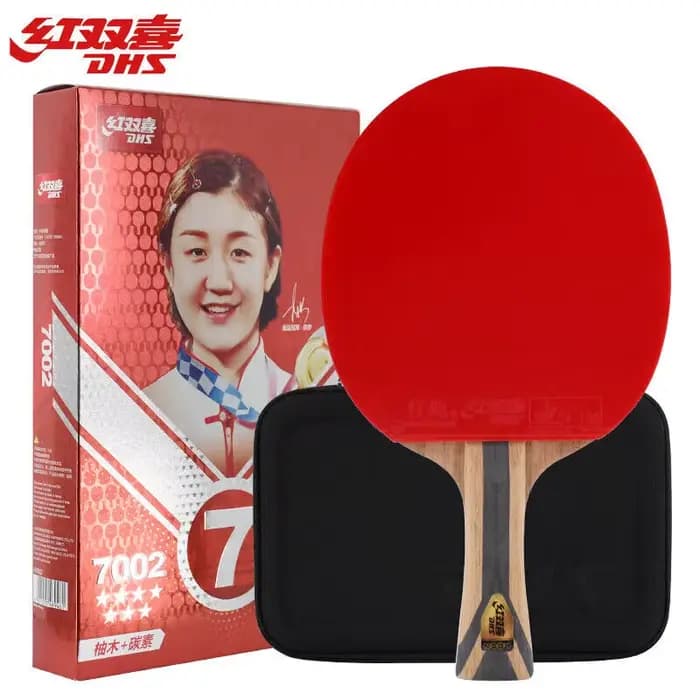 Véritable raquette de Tennis de Table offensive professionnelle DHS 7 étoiles 7002 avec raquette en carbone ALC en caoutchouc ouragan 3 et 8 avec sac