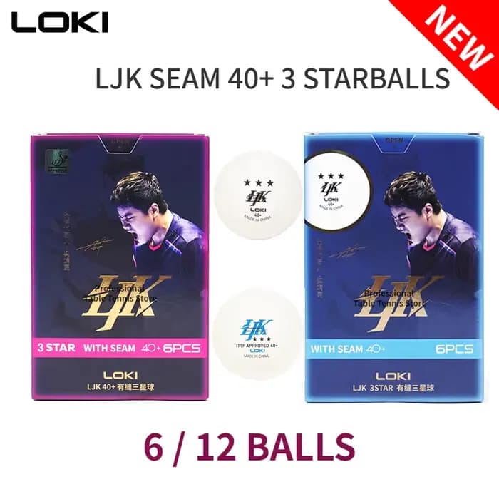 2020 NOUVEAU LOKI LJK Balle de tennis de table cousue 3 étoiles Bleu / Violet 40 + Balle d'entraînement de compétition Balles de ping-pong de haute qualité