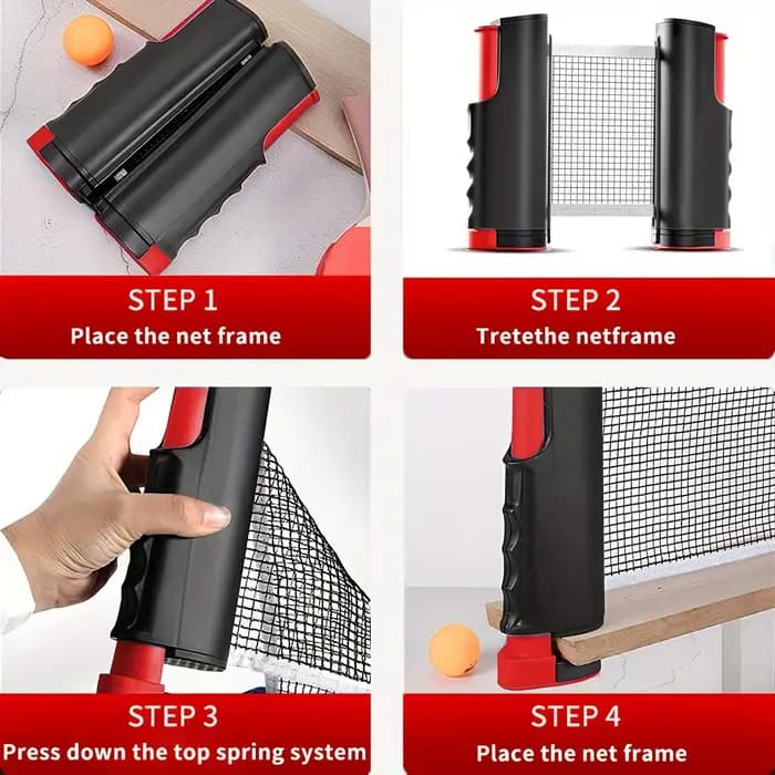 Ensemble de filet de tennis de table extensible, kit d'entraînement portable pour le tennis de table, comprenant un filet extensible, 2 raquettes, 3 balles et accessoires sportifs